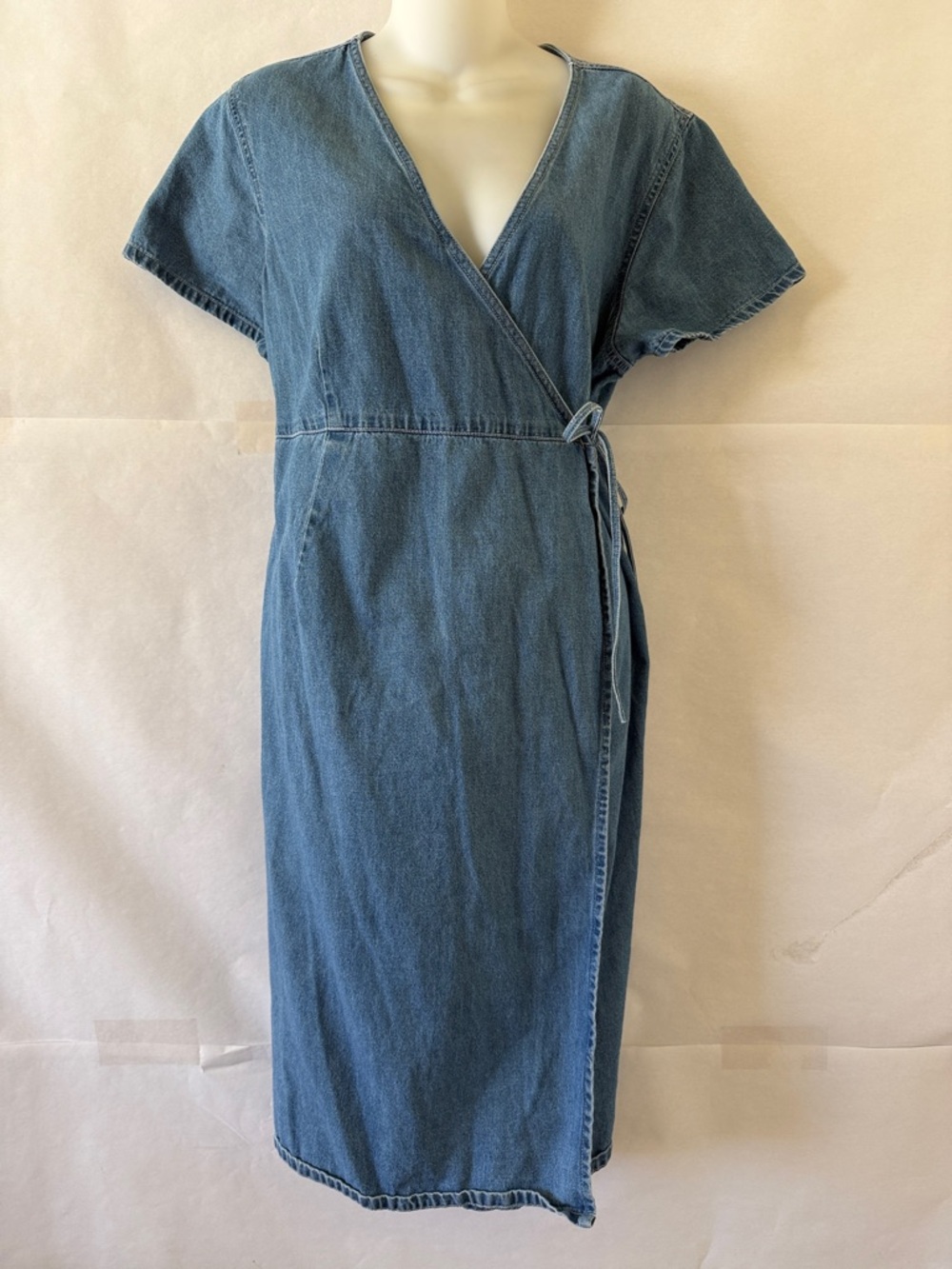 Baby and Me Chambray Denim Wrap Dress Size XL True Wrap Maternity Cotton Cottage